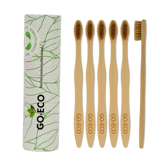 Bamboo toothbrush with boar bristles multipack